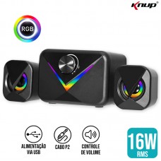 Caixa De Som Multimídia 11W RGB 2.1 Canais KP-RO821 Knup - Preta